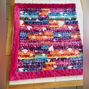 Handmade Minky / Fleece Pink Snuggle Size Blanket